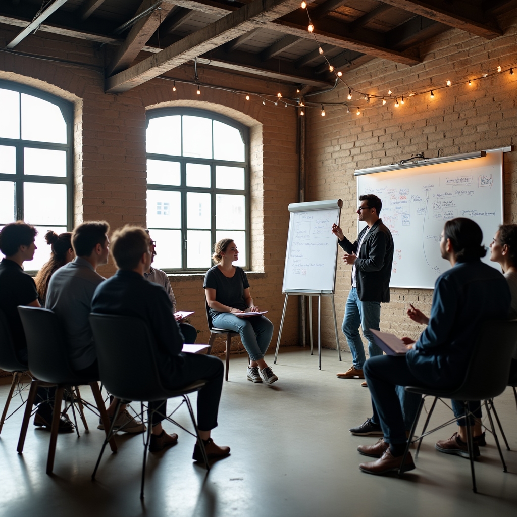 Skupinový workshop několika agenturních týmů v otevřeném prostoru